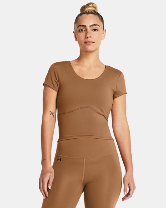 Women's UA Meridian Fitted Short Sleeve in Brown image number 0